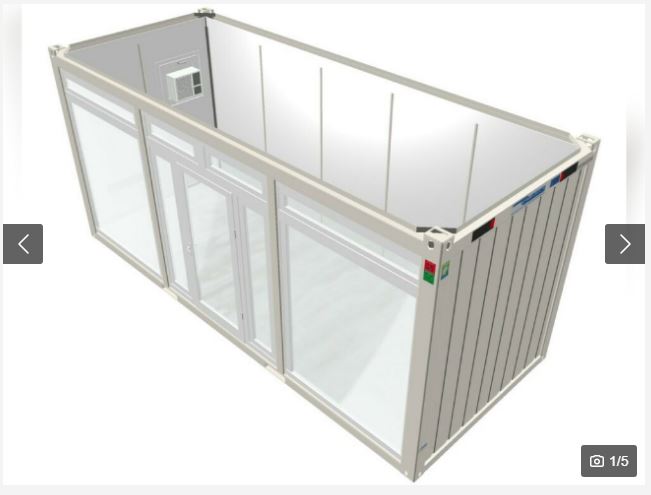 Verglaster Container als Verkaufscontainer Showroom